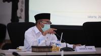 Menko PMK Muhadjir Effendy menyebutkan larangan mudik lebaran tahun ini akan dimulai tanggal 6 sampai 17 Mei 2021 saat Rapat Tingkat Menteri di Kantor Kemenko PMK, Jakarta, Jumat (26/3/2021). (Dok Kemenko PMK)