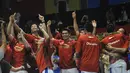 Satria Muda Britama Jakarta berhasil menjadi juara pertama usai mengalahkan Pelita Jaya Energi Mega Persada Jakarta dengan skor 62-54 pada babak Grand Final NBL Championship di Jakarta, Minggu (10/5/2015). (Liputan6.com/Herman Zakharia)