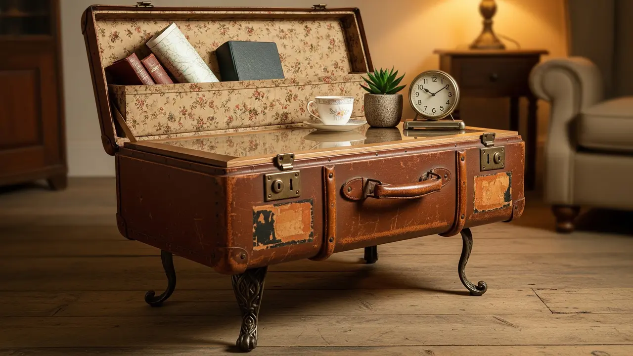 Koper Bekas Disulap Jadi Meja Vintage (AI Generated)