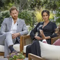 Pangeran Harry dan Meghan Markle dalam Wawancara Oprah. (Joe Pugliese/Harpo Productions via AP, File)