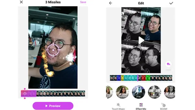 Mengedit video menggunakan aplikasi LIKE. Liputan6.com
