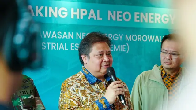 Menko Bidang Perekonomian Airlangga Hartarto pada acara “Groundbreaking HPAL Neo Energy” di Kawasan Neo Energy Morowali Industrial Estate (NEMIE). (Foto: Kemenko Bidang Perekonomian)