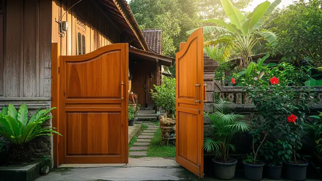 10 Model Gerbang Rumah dari Kayu Sederhana tapi Kuat, Natural dan Keamanan Terjaga