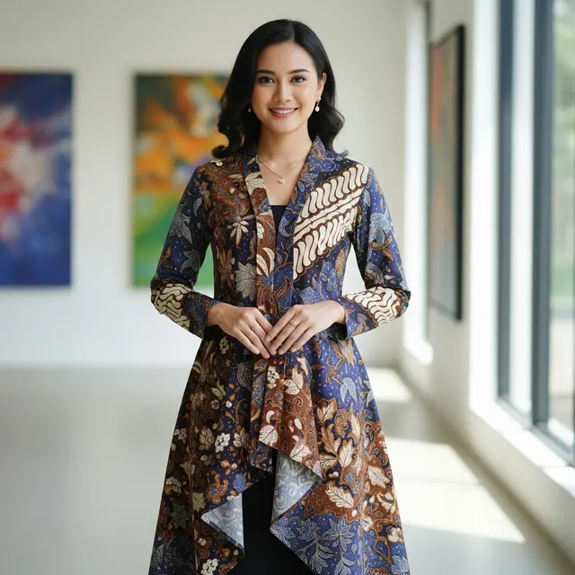 Atasan Batik Wanita Elegan Panjang Terbaru (Image by Gemini AI)