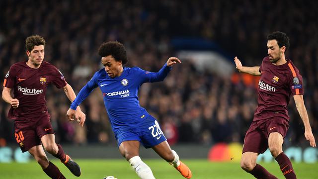 FOTO: Chelsea Sementara Ungguli Barcelona Berkat Gol Willian