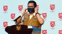 Juru Bicara Satgas COVID-19 Wiku Adisasmito menyebut tren kecenderungan masuk zona merah sejak 24 Mei - 9 Agustus 2020, makin lama makin sedikit saat konferensi pers di Kantor Presiden Jakarta, Kamis (13/8/2020). (Dok Tim Komunikasi Satuan Tugas COVID-19)