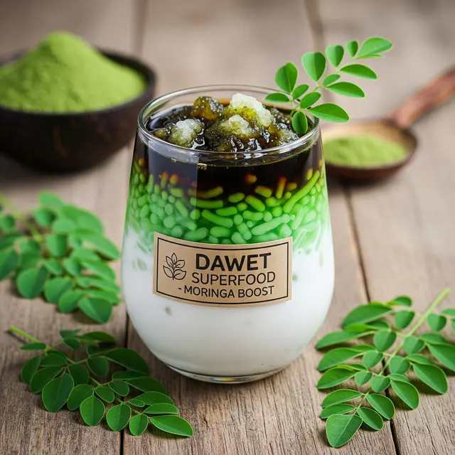 Ilustrasi Dawet Superfood dengan Bubuk Daun Kelor