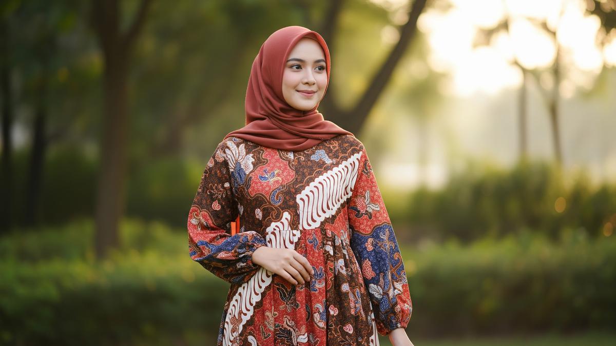 8 Pilihan Gamis Batik Loose Fit untuk Wanita Berhijab yang Suka Kenyamanan