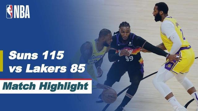 Berita video highlights Phoenix Suns menang 115-85 atas LA Lakers pada game kelima babak awal wilayah barat NBA Playoffs 2021, Rabu (2/6/2021) pagi hari WIB.