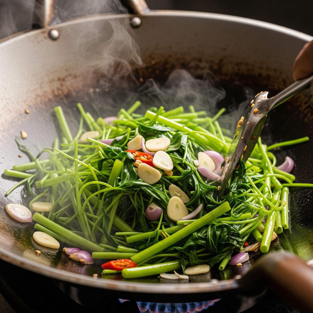 Tips Menumis Kangkung Tetap Hijau