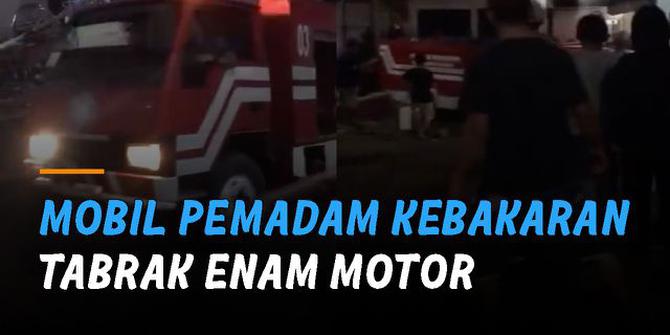 VIDEO: Tak Kuat Menanjak, Mobil Pemadam Kebakaran Tabrak Enam Motor
