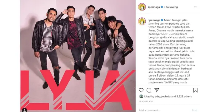 Naga bersama band Lyla (Foto: Instagram/@ipesinaga)