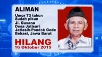 Kakek Aliman, warga Kampung Cakung, Jatisari, Jatiasih, Pondok Gede, Bekasi, Jawa Barat, dilaporkan hilang oleh keluarganya.