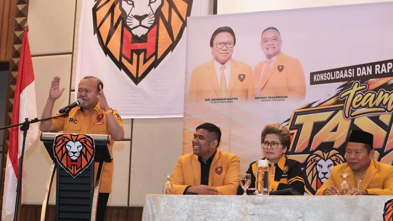 Ketua Task Force Partai Hanura Patrice Rio Capella menggelar konsolidasi dan rapat teknis tim Task Force di Hotel Mercure, Kota Bengkulu, Rabu (26/8) malam (Istimewa)