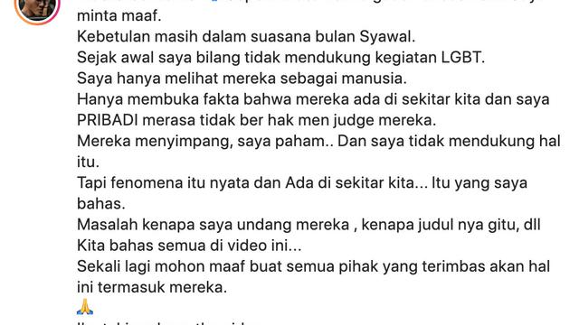 Unggahan Deddy Corbuzier. (Foto: Dok. Instagram @mastercorbuzier)