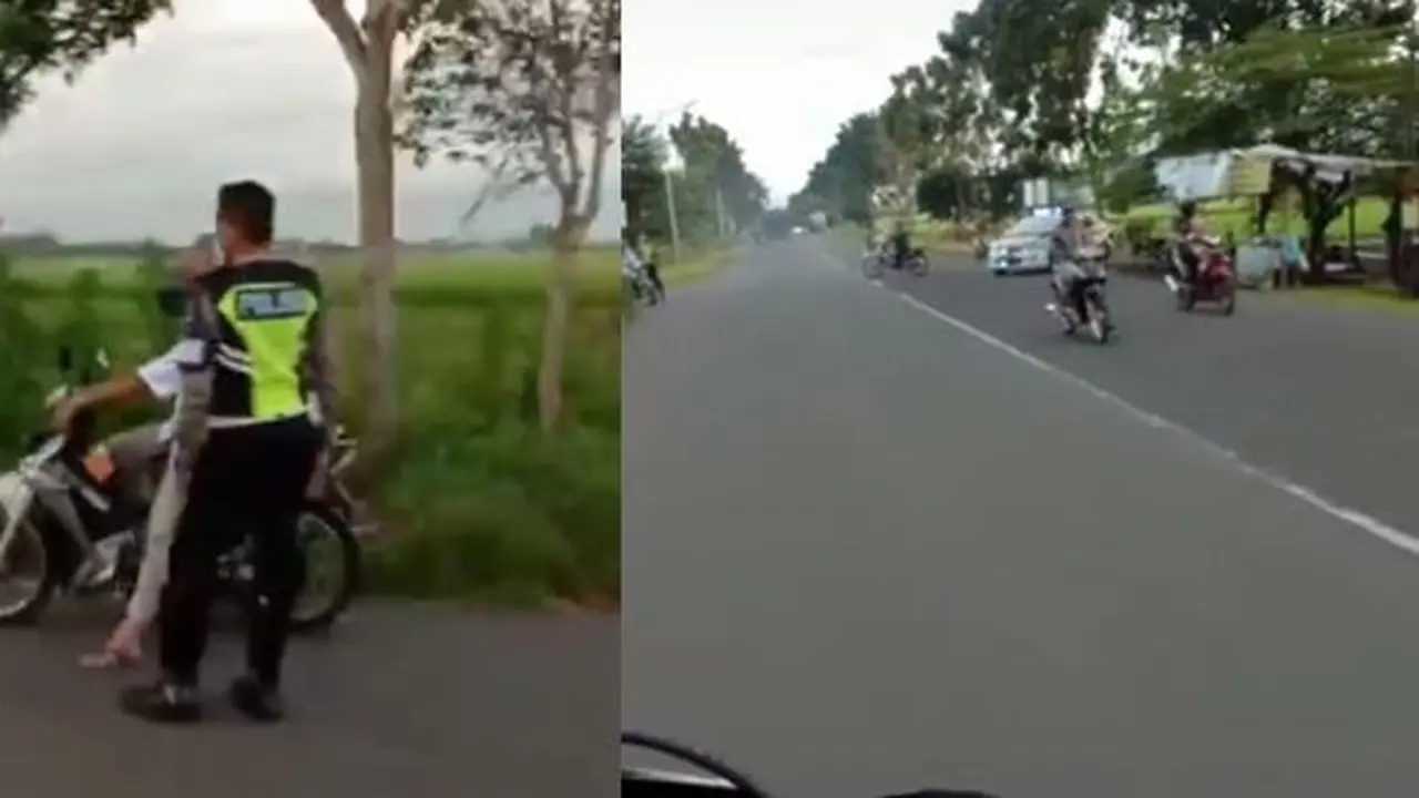 Pemotor nantang polisi untuk ditilang