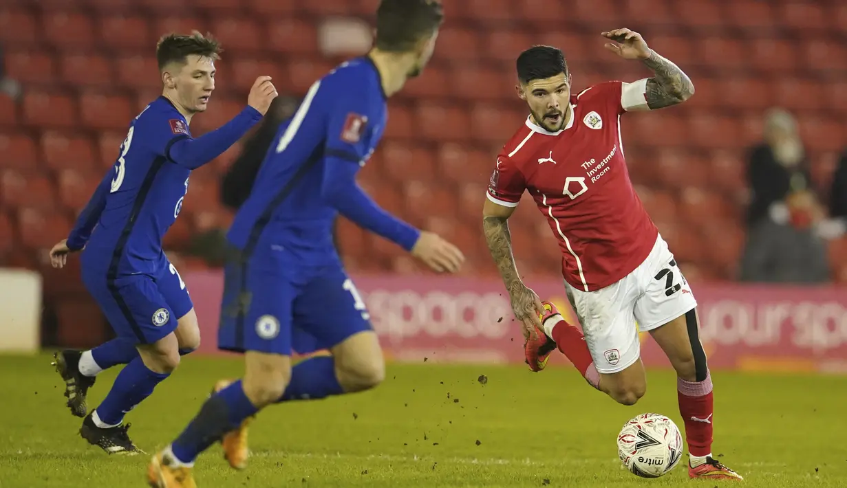 Bukan tanpa perlawanan, tercatat Barnsley melepaskan 14 tembakan yang empat di antaranya mengarah ke gawang Chelsea. (Foto: AP/Pool/Dave Thompson)