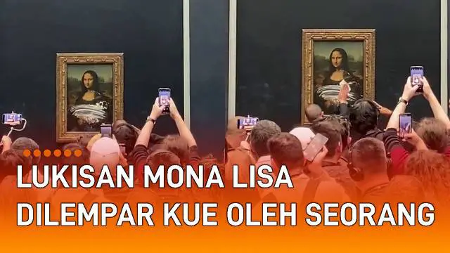 Sebuah lukisan Mona Lisa dilempar kue oleh seorang oknum yang menyamar viral di media sosial.