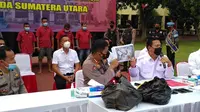 Para penganiaya wartawan di Mandailing Natal, Sumatera Utara (Sumut), Jeffry Barata Lubis, ditangkap petugas gabungan Direktorat (Dit) Reskrimum Polda Sumut bersama Satuan Reskrim Polres Mandailing Natal (Ist)