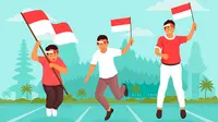 Ilustrasi kegiatan 17 Agustus-an, Kemerdekan RI, HUT RI, anak muda Indonesia. (Image by freepik)