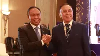 Mochamad Iriawan (kanan) mengakhiri masa kerja di PSSI. PSSI menggelar KLB di&nbsp;Hotel Shangri-La, Jakarta Pusat pada Kamis (16/2/2023) untuk memilih satu Ketua, dua Wakil Ketua, dan 12 anggota Komite Eksekutif (Exco) periode 2023-2027. (Bola.com/Muhammad Iqbal Ichsan)