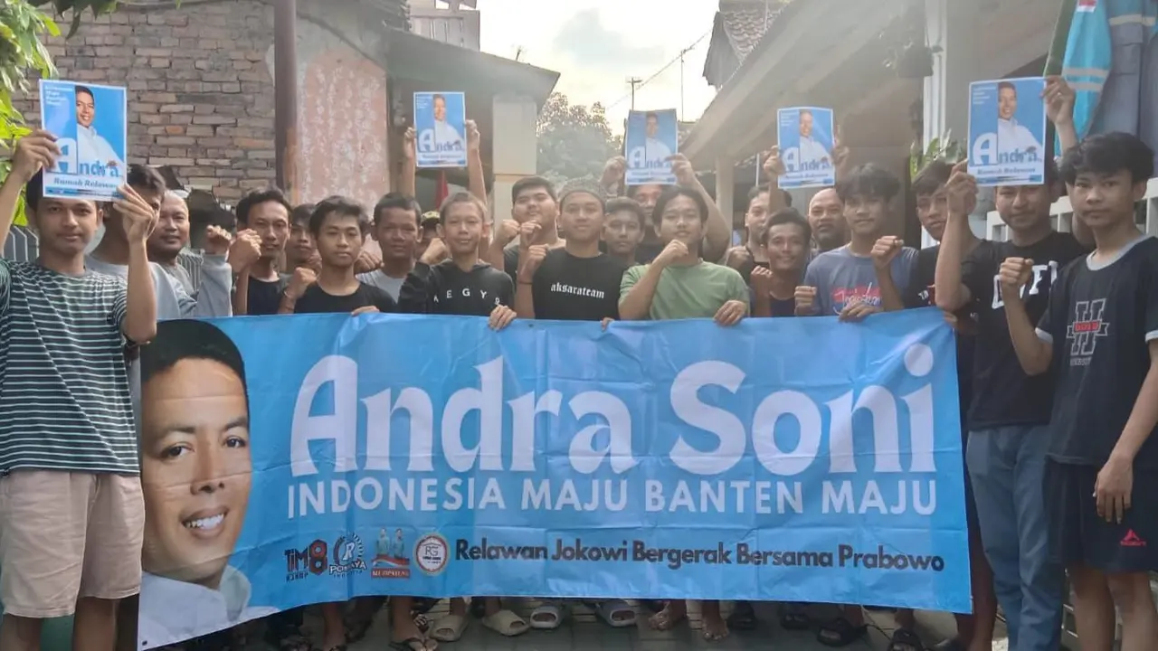 Relawan Jokowi Bergerak Bersama Prabowo mengaku siap mendukung dan memenangkan Andra Soni sebagai Bakal Calon Gubernur Banten. Relawan yang mayoritas berasal generasi milenial dan Gen Z menyuarakan agar Andra Soni percaya diri ke Pemilihan Gubernur Banten