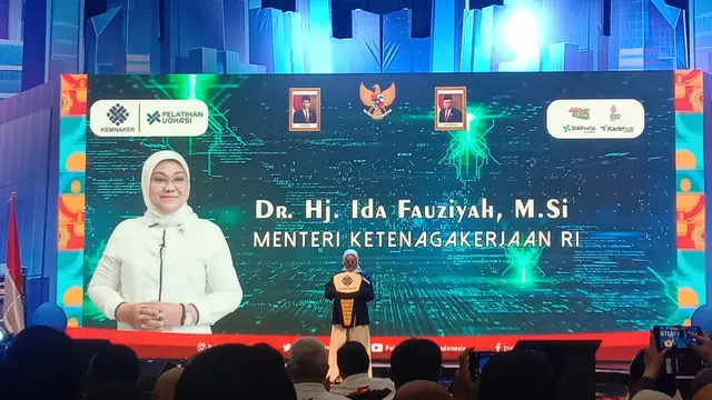 Menteri Ketenagakerjaan (Menaker) Ida Fauziyah di acara penutupan Pelatihan Vokasi dan Job Fair Nasional 2022 di Jakarta Convention Center (JCC), Minggu (30/10/2022).