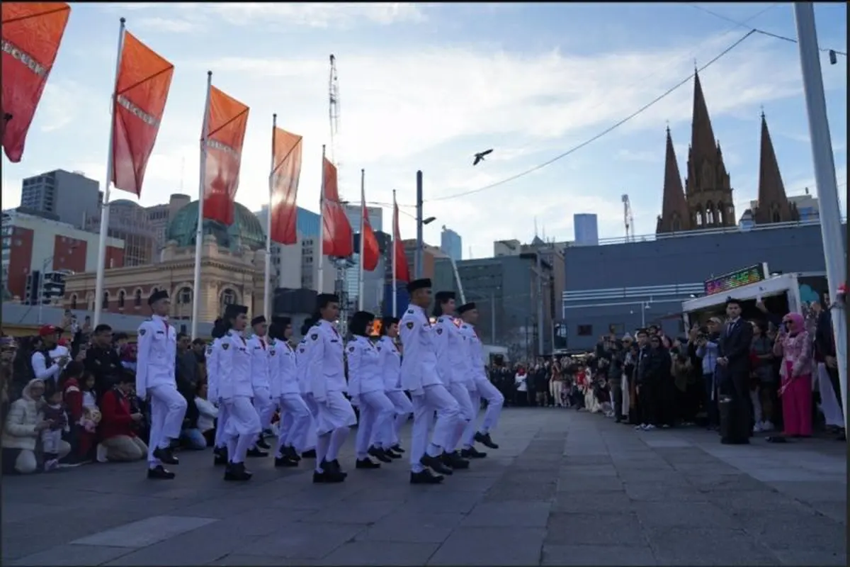Upacara pengibaran bendera dalam rangka HUT ke-79 RI di Melbourne, Australia. (Dok KBRI Melbourne)