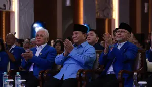 Prabowo Subianto menghadiri acara Bimtek dan Rakornas Partai Amanat Nasional (PAN) di Kuningan, Jakarta Selatan, pada Kamis, 9 Mei 2024. (Foto: Istimewa)