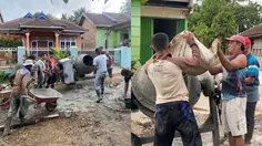 Kesal Jalan Rusak Tak Diperbaiki Pemda, Warga Way Kanan Patungan Cor Jalan