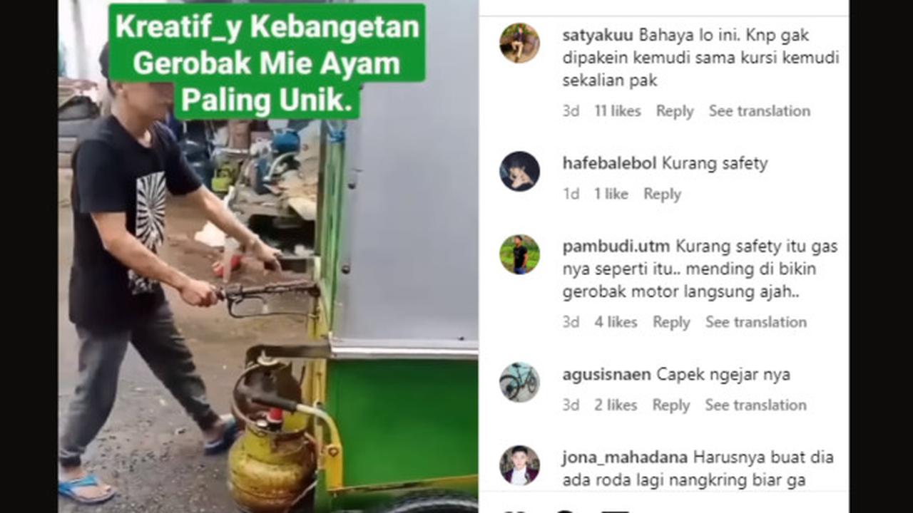 Gerobak Mie Ayam Dicustom dengan Mesin Motor