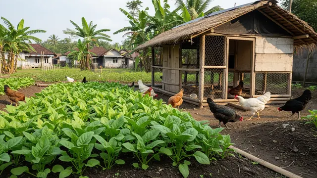Cara Menggabungkan Ayam Kampung dan Kebun Sawi di Rumah