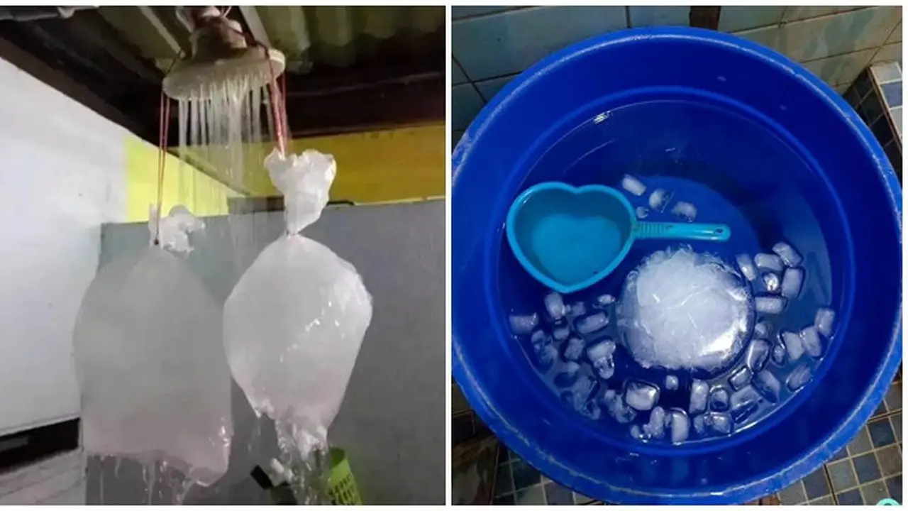 6 Potret Orang Mandi Pakai Es Batu Ini Kocak, Solusi Ampuh Cuaca Panas
