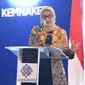 Menaker Ida Fauziyah saat memberikan sambutan Rapat Kordinasi Perluasan Kesempatan Kerja (PKK) Ditjen Binapenta dan PKK 2020, di Jakarta, Selasa (3/3/2020)