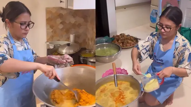 Potret Prilly Latuconsina Masak Menu Lebaran Sendirian