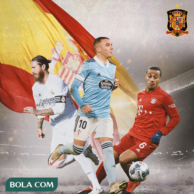 Ilustrasi - Sergio Ramos, Iago Aspas, Thiago Alcantara