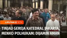 Menteri Koordinator Bidang Politik Hukum dan Keamanan, Hadi Tjahjanto meninjau pengamanan di Gereja Katedral, Jakarta, sebagai salah satu tempat ibadah peringatan Hari Raya Paskah.