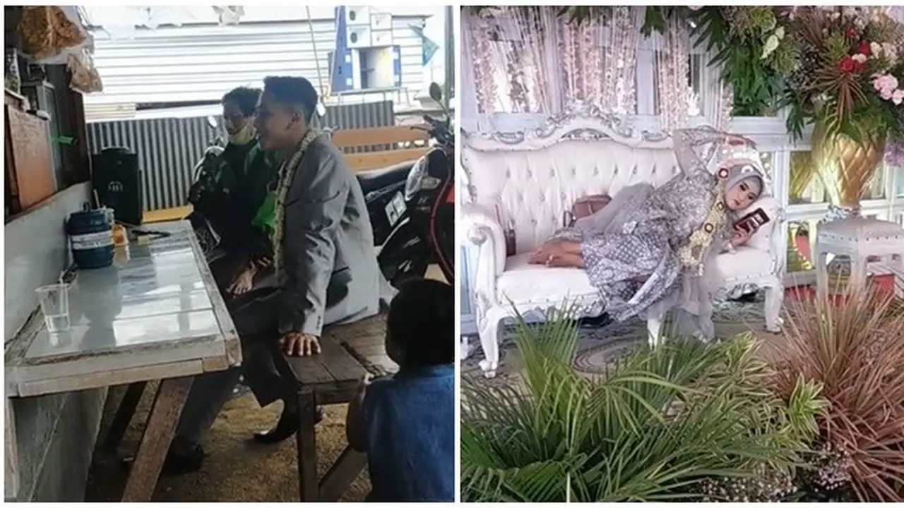 Rebahan Sampai Ngopi, Viral Video Pasangan Pengantin Santai di Acara Pernikahannya