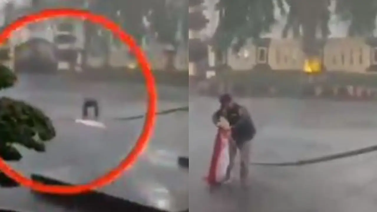 Pria Ini Selamatkan Bendera Merah Putih yang Jatuh Akibat Hujan, Bikin Bangga