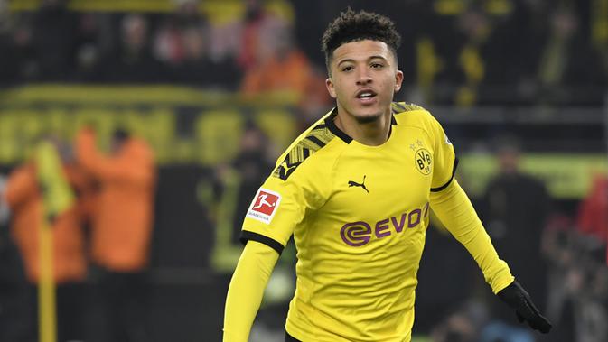 Jadon Sancho (117 juta euro) - Pemain Borussia Dortmund ini kini memiliki harga pasar transfer tertinggi di Bundesliga. Sancho memiliki harga pasar mencapai 117 juta euro. (AFP/ Ina Fassbender)