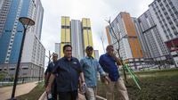 Menteri Pemuda dan Olahraga, Imam Nahrawi, memantau kesiapan Wisma Atlet di Kemayoran, Jakarta, Senin (26/2/2018). Lokasi ini akan dijadikan tempat tinggal para atlet pada ajang Asian Games 2018. (Bola.com/Vitalis Yogi Trisna)