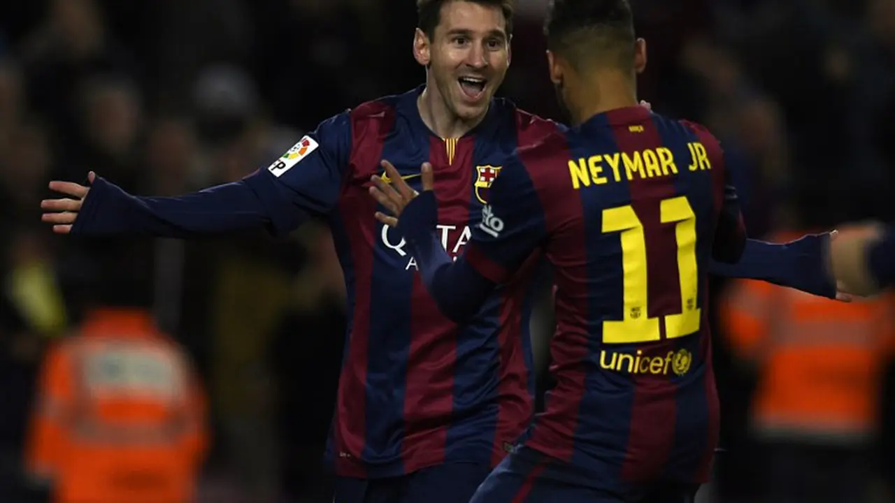 Selebrasi Messi saat lawan Espanyol