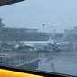 Pesawat Japan Airlines di Bandara Narita, Tokyo. (Liputan6.com/ Mevi Linawati)