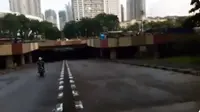Underpass Kemayoran sudah bisa dilalui kendaraan. (Twitter @elshinta)