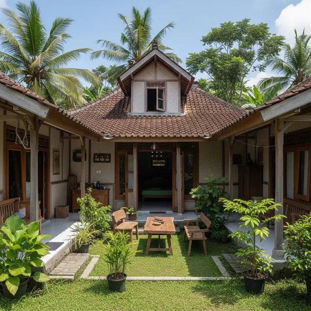 9 Inspirasi Rumah Desa dengan Halaman Tengah ala Rumah Jawa Lama, Tradisi dan Modernita