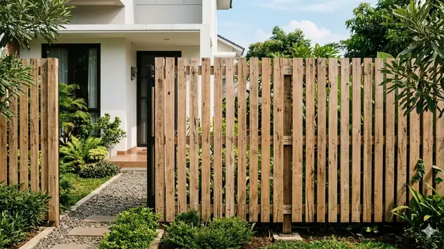 Ide Pagar Rumah dari Kayu Palet Bekas (Foto: Gemini AI)