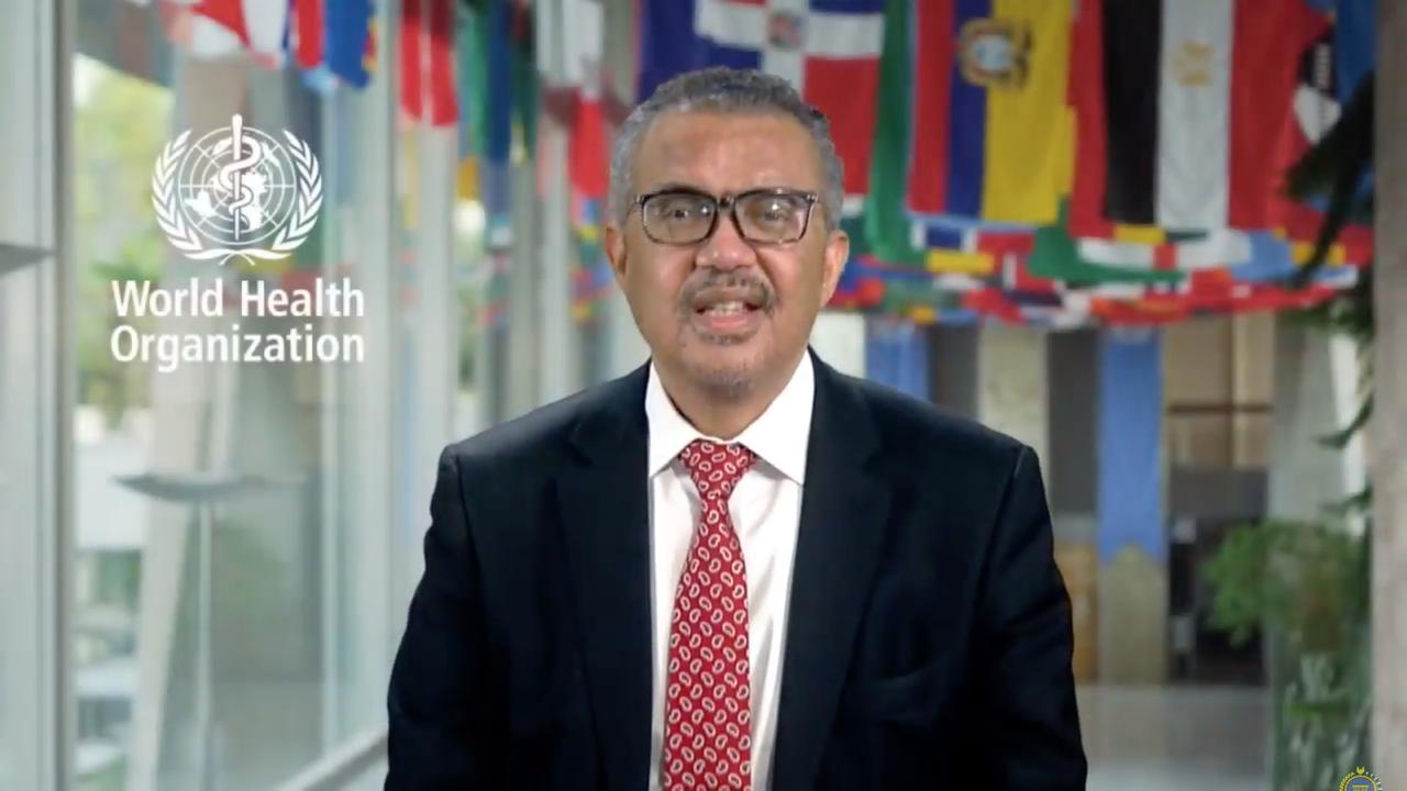 Direktur Jenderal WHO, Tedros Adhanom Ghebreyesus dalam sambutan pembukaan di acara Bali Democracy Forum secara virtual pada Kamis (10/12/2020).