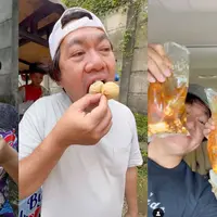 Komedian yang juga pemeran Melki Bajaj salah satu artis yang gemar kulineran di kaki lima. Berikut potretnya berburu kuliner dari mie ayam, tahu gejrot, tahu bulat, hingga somay. [Instagram/melki.bajaj]