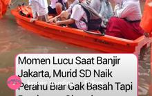 Niat Pulang Kering, Bocah SD Srengseng Malah Oleng Naik Perahu Karet Gegara Ombak Mobil