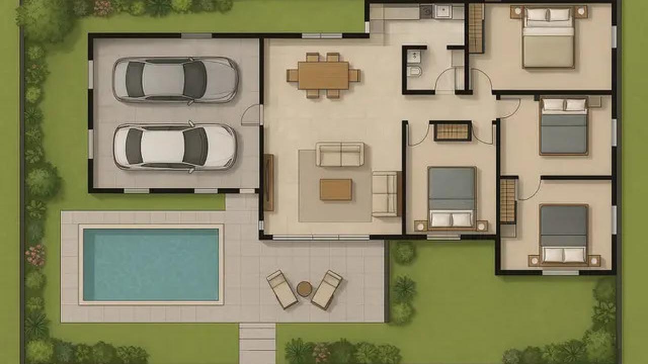 Denah Rumah 1 Lantai 3 Kamar Tidur dan Garasi, Ini Referensi untuk Punya Hunian Mininalis Modern